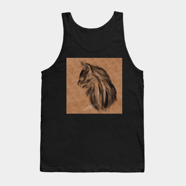 Charcoal Cat Portrait Tank Top by Orianartistic